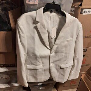 NEW TAG ! CooFandy Men Business Two Button Suit Jackets White Size L